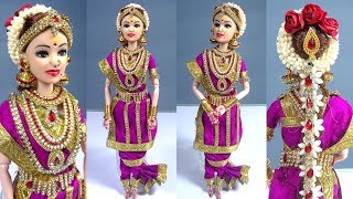 Barbie doll in Traditional MADISAR Saree | South Indian Miniature bridal doll dress/jewellery making Barbie doll in Traditional MADISAR Saree | South Indian Miniature bridal doll dress/jewellery making