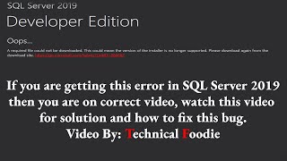 Fix SQL Server error: If you are getting this error then you are on correct video to fix this bug on