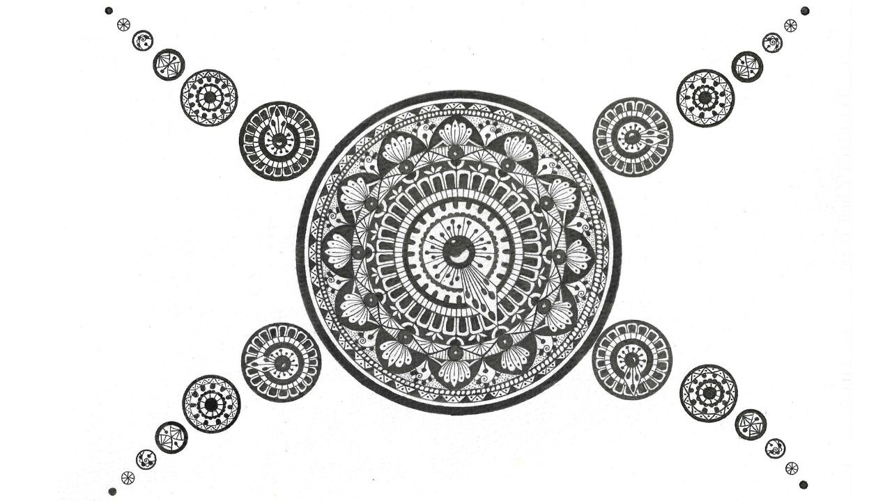 Circle Mandala Drawing | Mandala Art with Radial Symmetry and Outer Circles