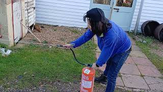 me discharging old chubb water fire Extinguisher