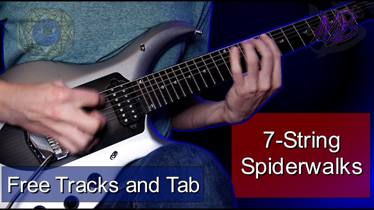7String Spider Walks Guitar Practice Exercises Free Tab & Backing