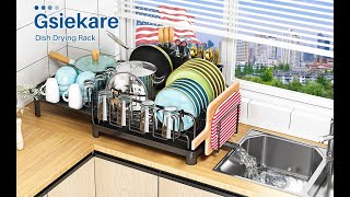 Gsiekare Large Dish Drying Rack, Expandable Dish Rack Kitchen