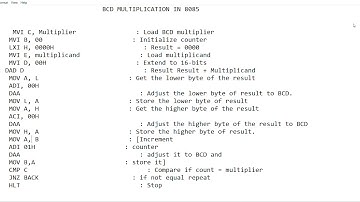 Write an assembly language program to multiply 2 BCD numbers