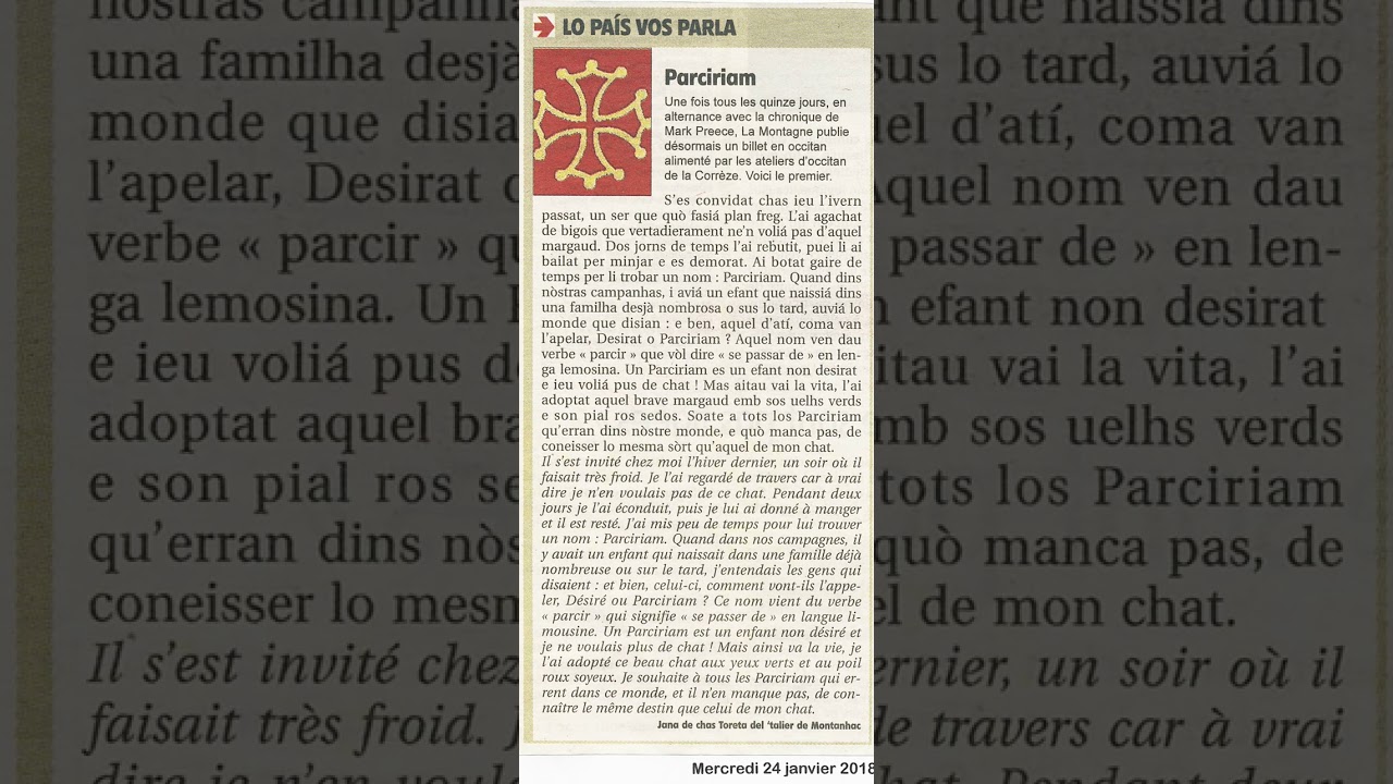 "Parciriam" : cronica en occitan lemosin