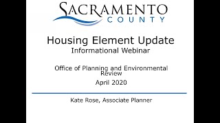 Housing Element Update Informational Webinar (English)