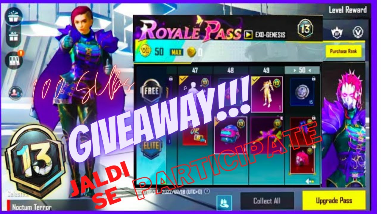 M13 Royal Pass Giveaway 100 Subs!!!! Special