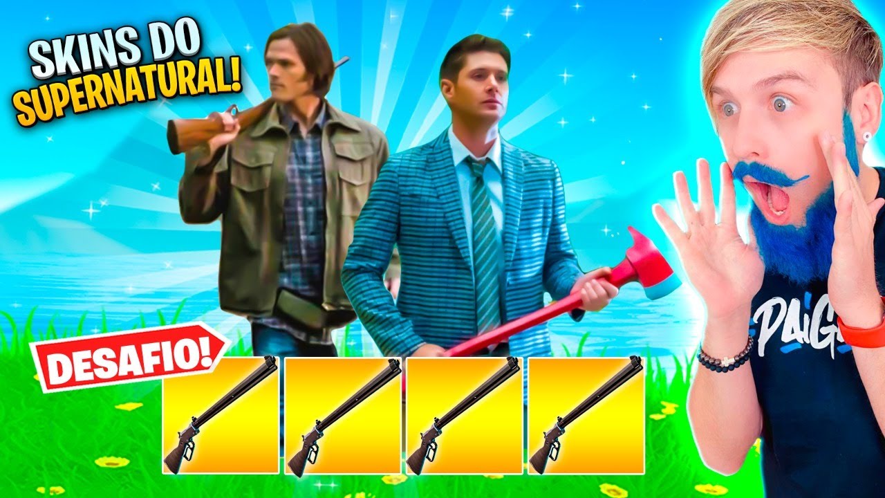 DESAFIO SÓ VALE O NOVO RIFLE E NOVAS SKINS CAÇADORES SUPERNATURAL NO FORTNITE