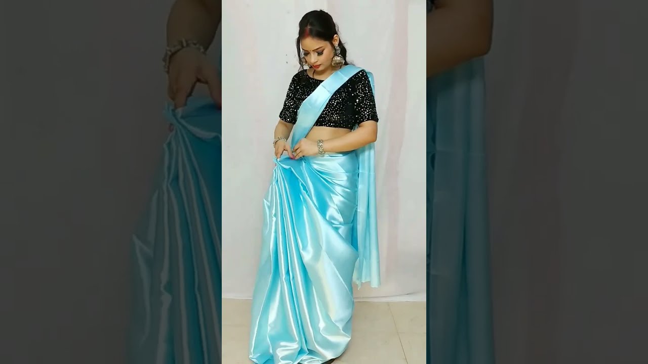 Satin Silk Saree draping tutorial for begginers  beautynstyle  ytshorts  yt  youtube  saree  shorts