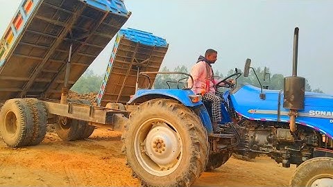 Unseen CAT or JCB 3dx Excavator Loading Sand And Unloading Eicher 557 | Sonalika DI 750 Tractor