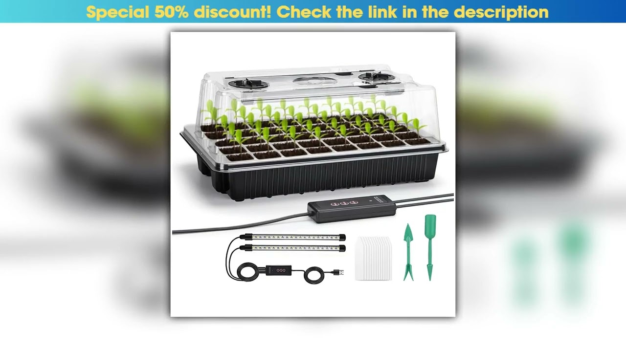 1 Set Seed Starter Trays With 2 Long Strip Grow Lights 40 Cells Seed Starter Kit With Humidity