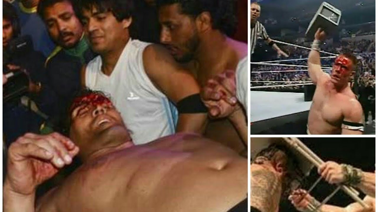 Download John Cena vs Umaga vs The Great Khali - WWE most brutal match ever | Bloodiest match ever in WWE