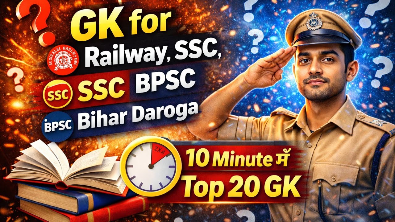Most important GK for RAILWAY, SSC,BPSC, DAROGA , BSSCCGL| TOP 20 series CLASS- 1 |