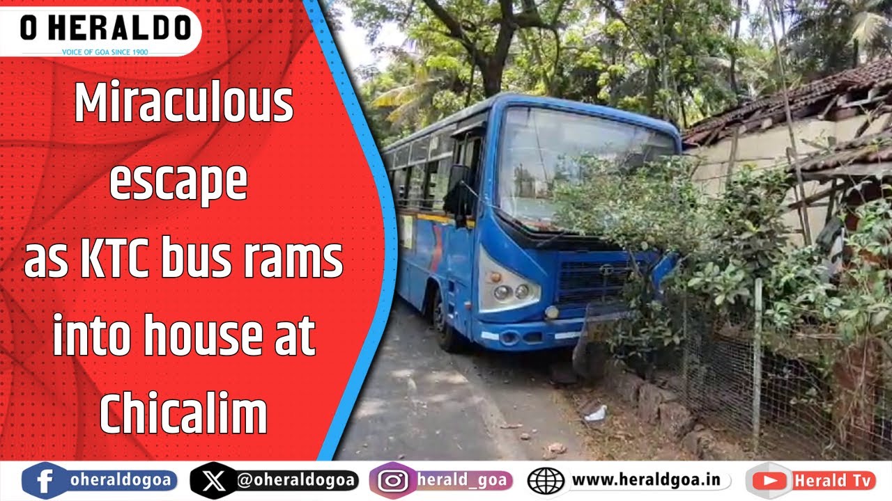 Miraculous escape as KTC bus rams into house at Chicalim - YouTube
