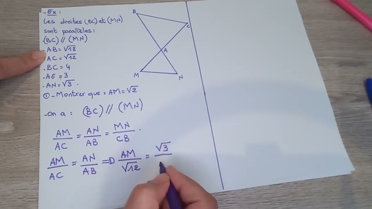 تمرين شامل لمبرهنة طاليس المباشرة