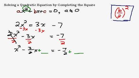 Solving Quadratic Equations by Completing the Square Part 2