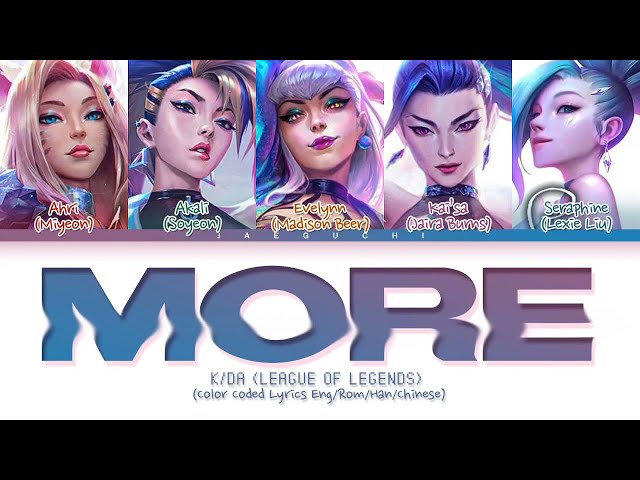 MORE - K/DA (Madison Beer, (G)I-DLE, Lexie Liu, Jaira Burns, Seraphine) lyrics class=