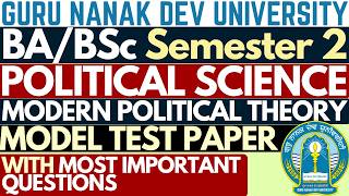 Modern Political Theory | BA Sem 2 Political Science Syllabus | Political Science BA Semester 2