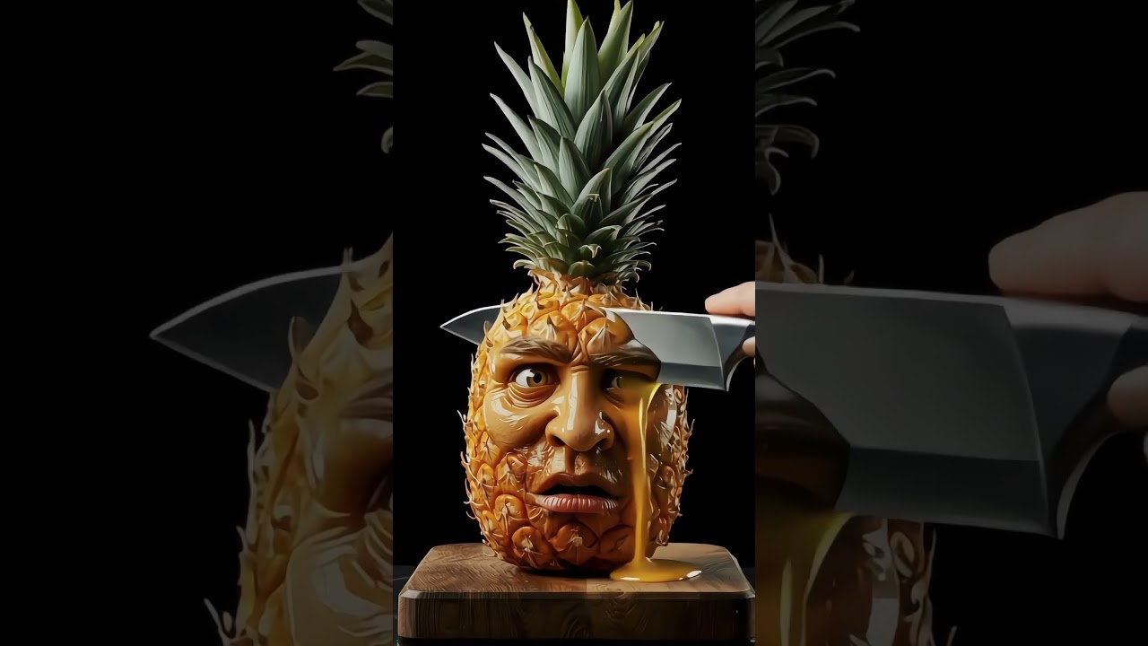 Cutting Pineapple with Emotions🍍 