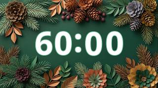 60 Minute Timer — Paper Craft Winter Pine + Soft Bell | Cozy Winter, Study, Deep Focus, No Music screenshot 4