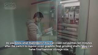 What are the efficiency benefits of using a hammer mill for graphite