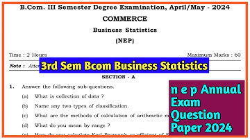 B Com 3rd Semester Business Statistics N E P Annual Exam Question Paper 2024