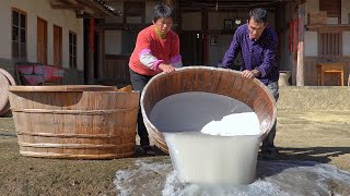 Harvested more than 100 catties of tapioca starch, grandma made marathon cake and gold cake, sweet