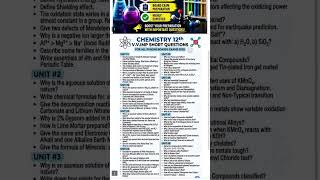 2nd Year Chemistry Important Short & Long Questions 2026