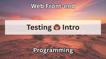 Testing 🦔 Overview | Web Front-end Programming