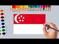 How to draw the National Flag of Singapore | Singapore Flag coloring