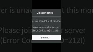 I got Error code 288(ID=212) #roblox #memes #shorts