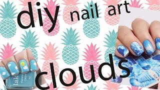 DIY easy nail art clouds summer 2016! Летний маникюр "Облака"2016!