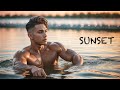 Tv screen sunset  ai handsome digital art  lookbook