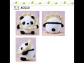 A0550 cute flower panda wool needle felt doll toy