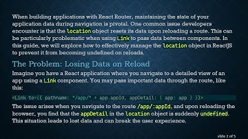 How to Prevent the Location Object from Resetting on Reload in ReactJS