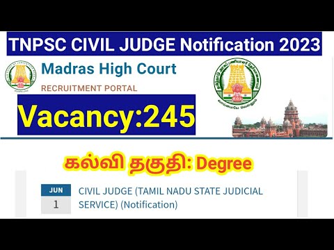 TNPSC Civil judge Notification 2023/ vacancy 245/ eligibility details in tamil