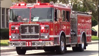 Long Beach Fire Dept. Engine 11 & Rescue 11 (Reserve) Responding