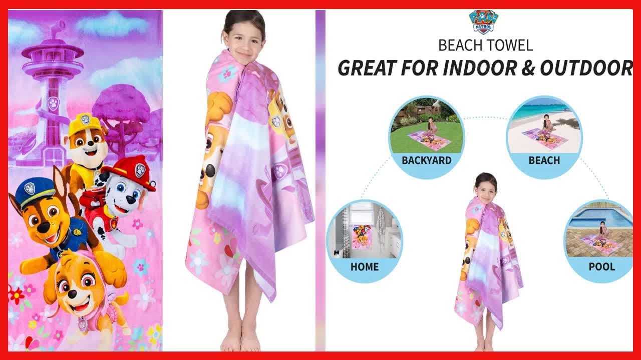 Franco Kids Super Soft Cotton Bath/Pool/Beach Towel, 58 in x 28 in, Paw Patrol Girls