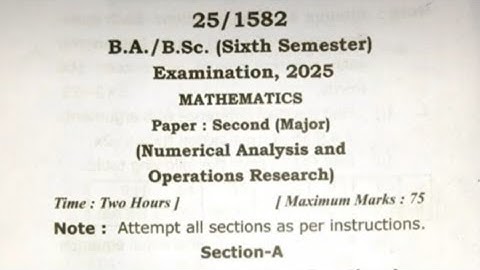 B.A. / B.Sc. 6th Semester | Operations Research PYQs | Previous Year Question Paper  2025
