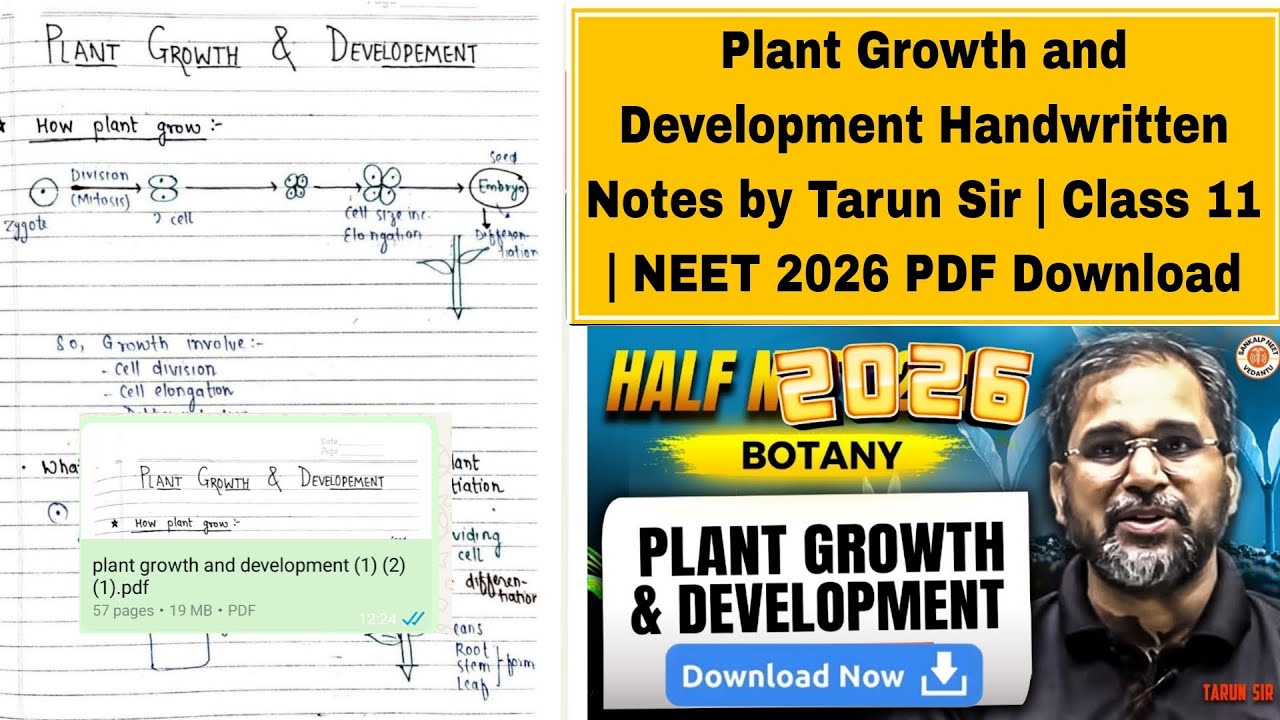 Plant Growth and Development Handwritten Notes by Tarun Sir | Class 11 ...