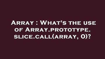 Array : What