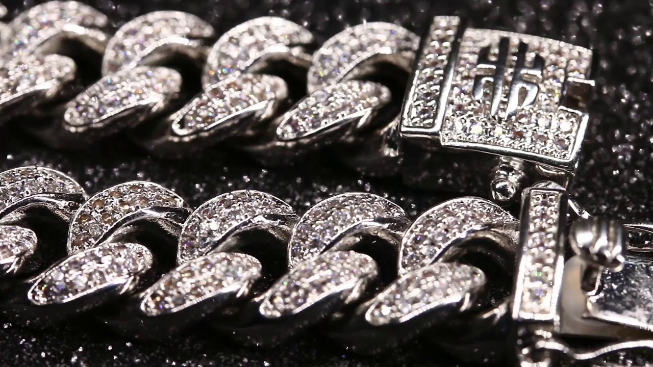 12mm White Gold Iced Out Cuban Link Bracelet