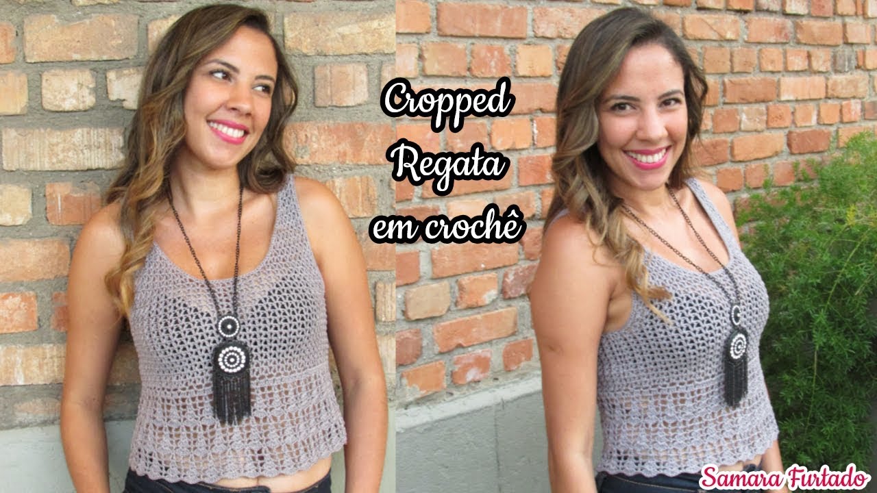 cropped Regata em crochê