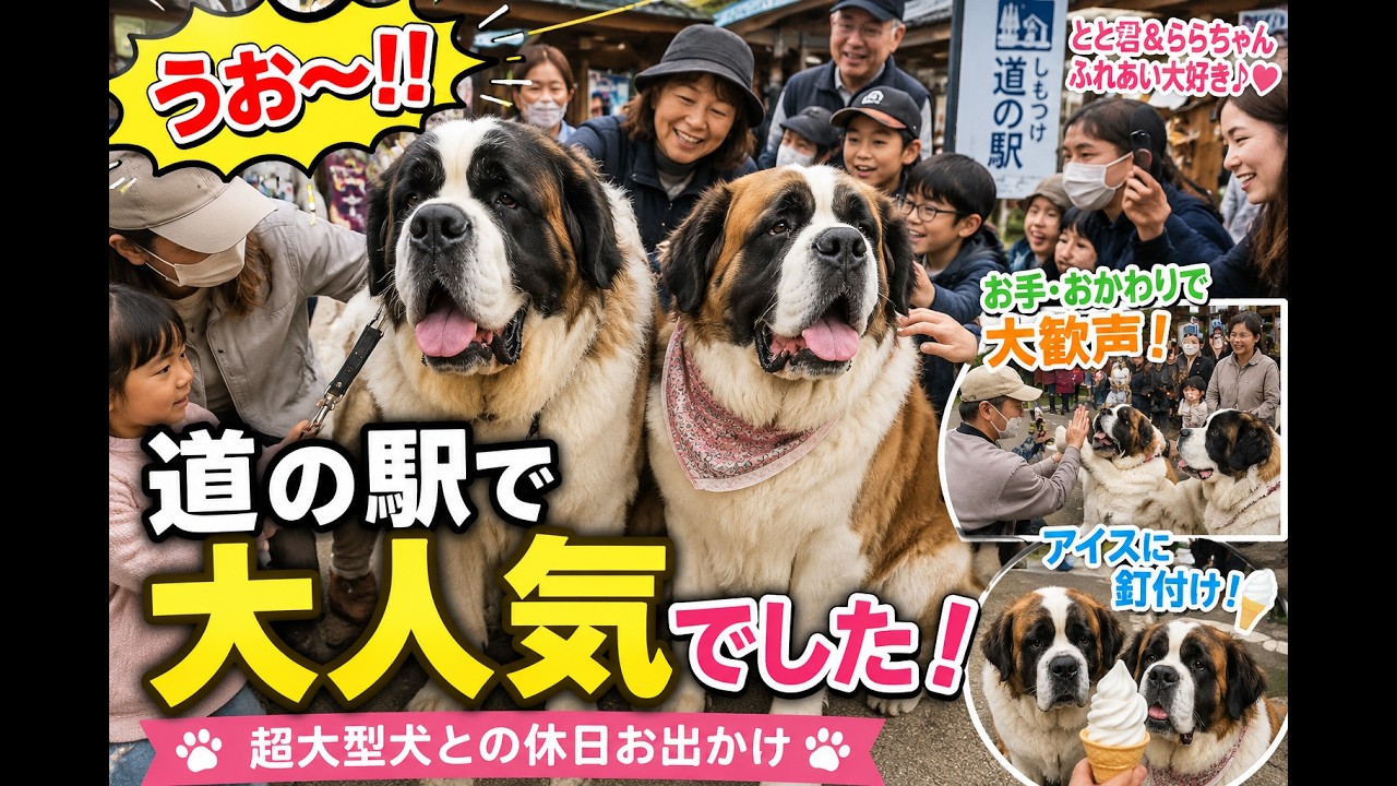 This giant dog is a huge hit at the roadside station! The crowd