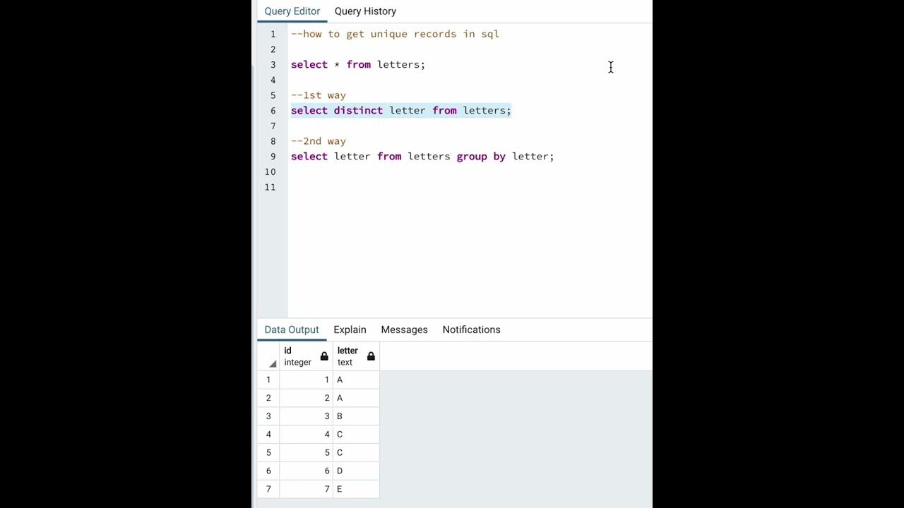Sql query to get unique records using two distinct and group by sql 