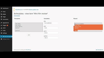 TextTemplate WordPress plugin - creating film mini review