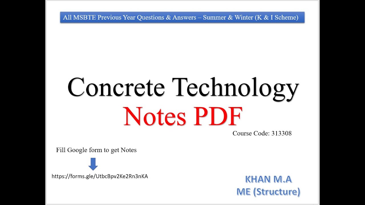 Concrete Technology Notes||CE-3K||PDF||313308||MSBTE