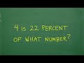 4 is 22% of what number? Let’s solve the percent problem step-by-step…