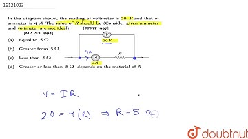 In the diagram shown, the reading of voltmeter is 20  V and that of  ammeter is 4 A