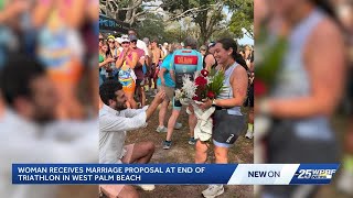 Woman receives marriage proposal at end of triathlon in West Palm Beach