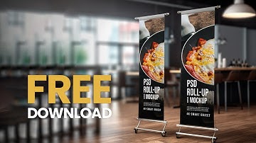100% free download & how to use in photoshop || Roll-up banner mockup || no attribution is required